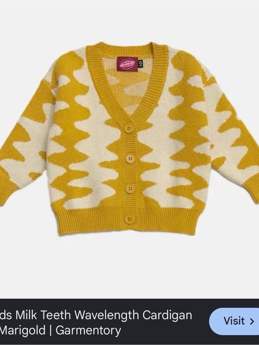 Nordstrom Yellow and Cream Wave Knit Cardigan Sweater